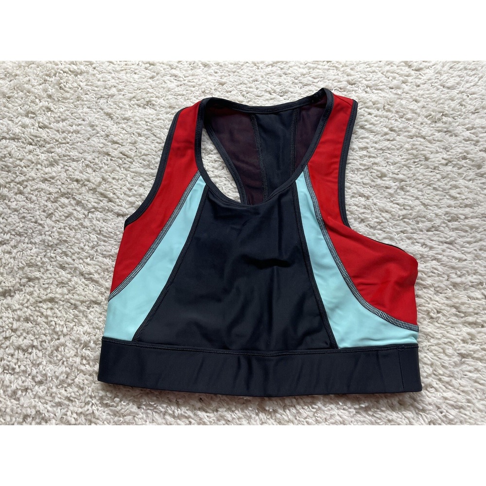 LAAIN Womens Size Medium Sports Bra Grey Black Red Teal Active Top